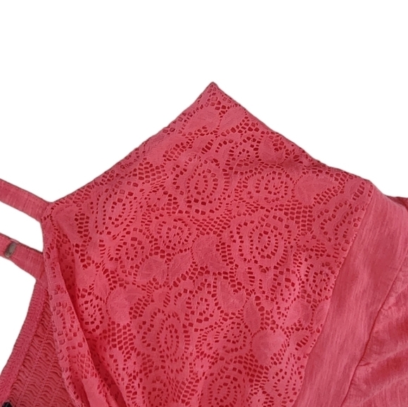 Torrid Crochet Babydoll Summer Top Size 3 Lightweight Spaghetti Strap Coral. - Picture 6 of 8
